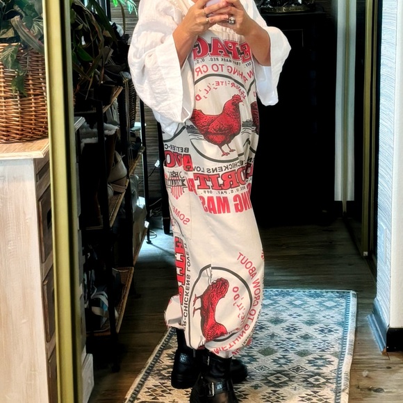 Jaded Gypsy NWT Market Fresh Overalls - Chicken feed Sack cotton feedsack boho - Picture 7 of 8